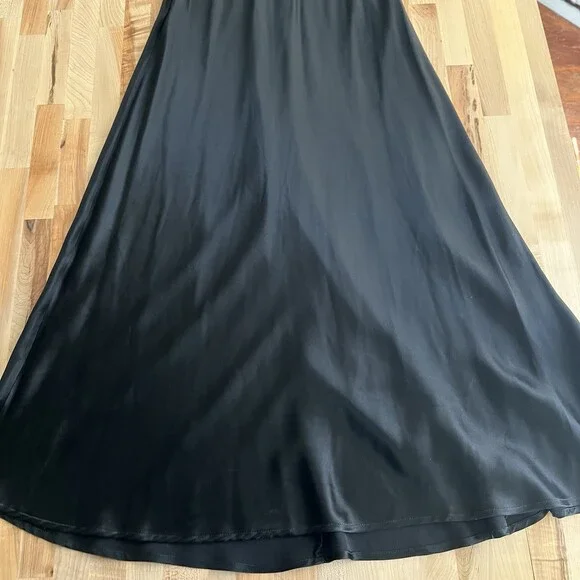 Vintage 90s XOXO Sleeveless Bias Cut Tank Dress High Neck Shiny Shimmer Black S - Picture 5 of 12